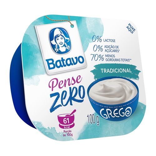 Iogurte Batavo Pense Zero Grego Tradicional 100G