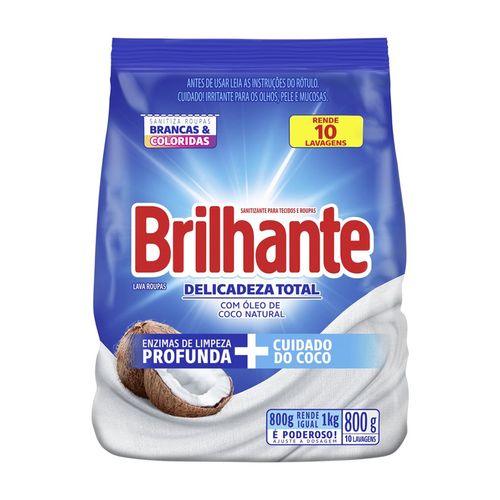Detergente Em Pó Brilhante Sanitizante Delicad.Total Sache 800G