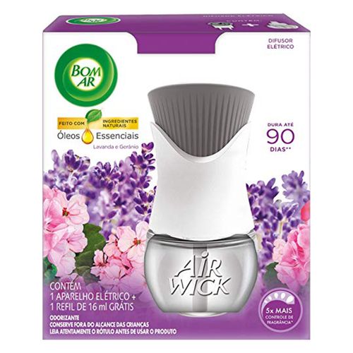 Bom Ar Eletrico Aparelho + refil Lavanda/Geranio 16ML