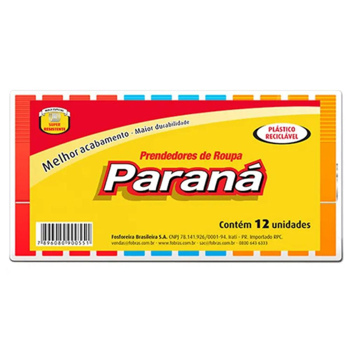 Prendedor De Roupa Parana Plastico Tradicional C/12 - Supermercados Casa do  Sabão