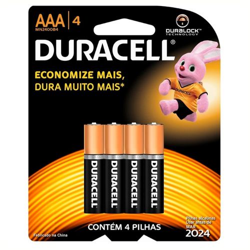 Pilha Duracell Alcalina Palito Aaa C/4