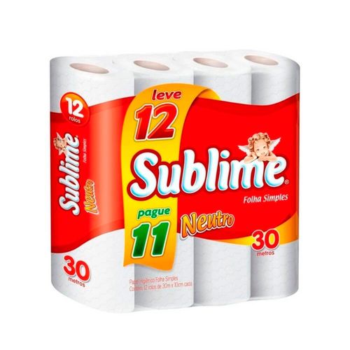 Papel Higienico Sublime Folha Simples Neutro 30M L12P11