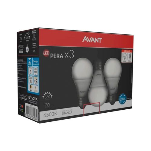 Kit Lampada Avant Led 7W Bivolata Com 3 C/3
