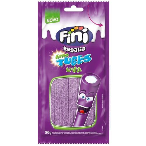 Balas Fini Gelatina Tubes Citrico Uva 80G