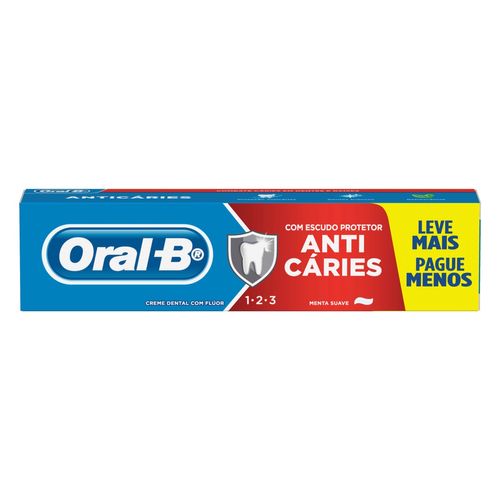 Creme Dental Oral B 1 2 3 Anti Caries Menta Suave 150G