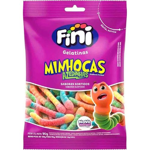Balas Fini Gelatina Minhoca Citrica 100G