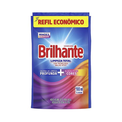 Lava Roupas Brilhante Limpeza Total 900ML