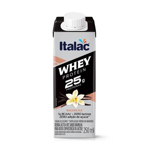 Bebida Lactea Italac Whey Protein Baunilha Zero Lactose 250ML