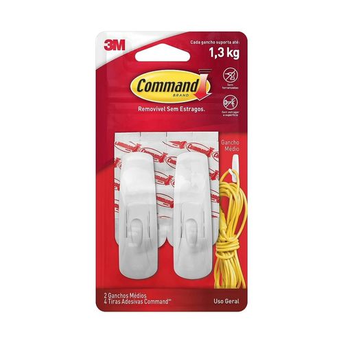 GANCHO 3M COMMAND ADESIVO MEDIO UNIDADE