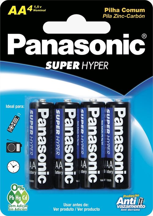 PILHA PANASONIC ZINCO PEQUENA AA C/4