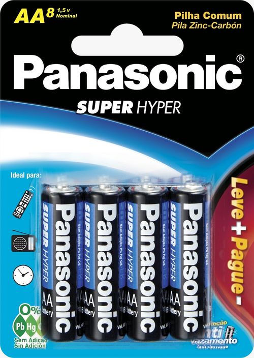 PILHA PANASONIC ZINCO PEQUENA  AA C/8