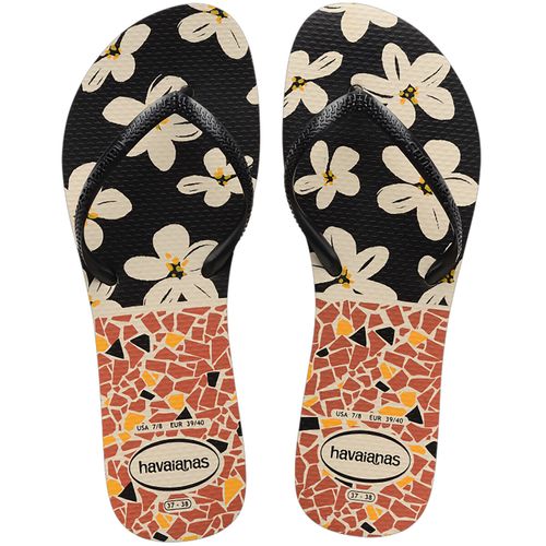 Sandalias havainas flat mix bege e preto 39/40 PAR