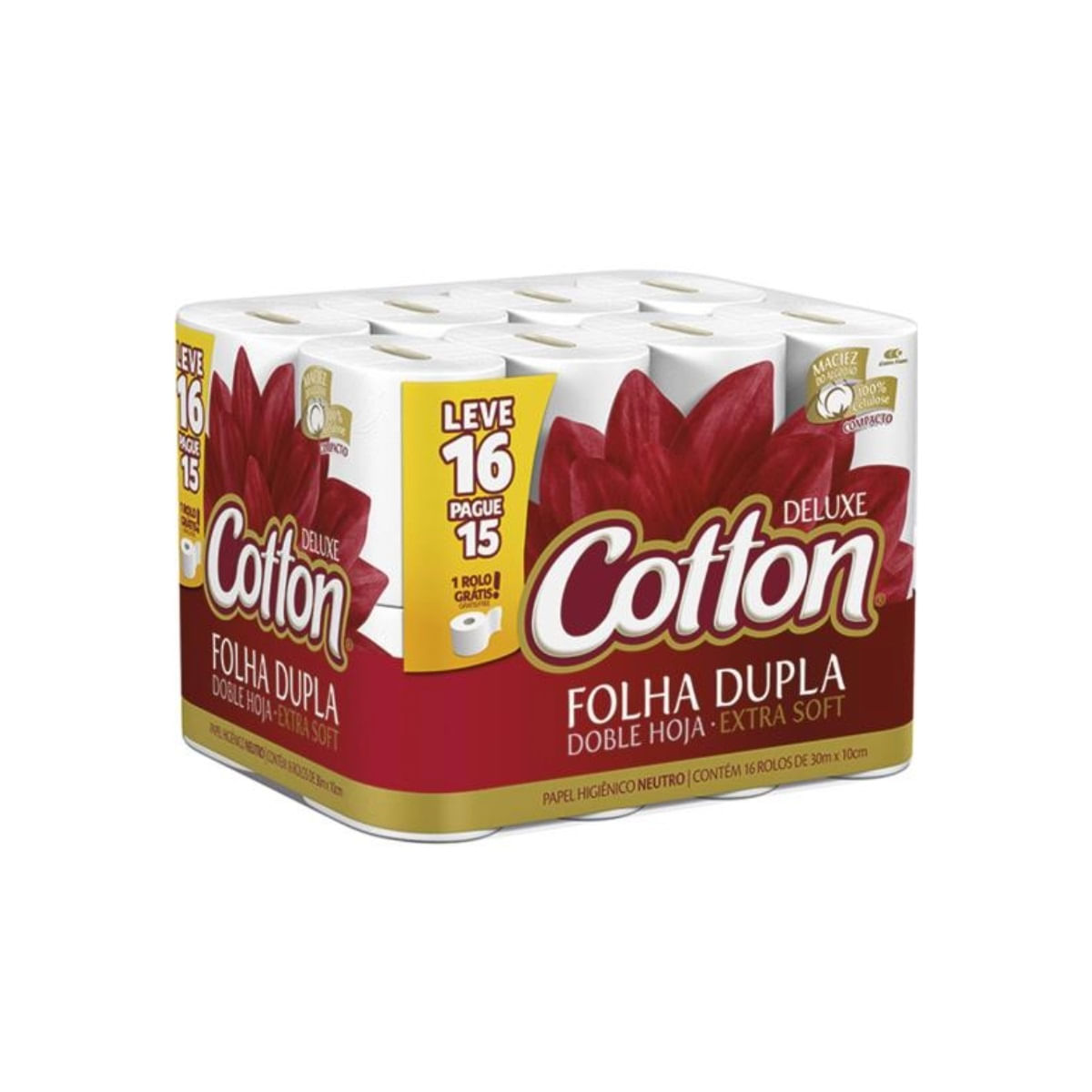 Papel Higienico Cotton Luxe Folha Dupla 30M Neutro C/4
