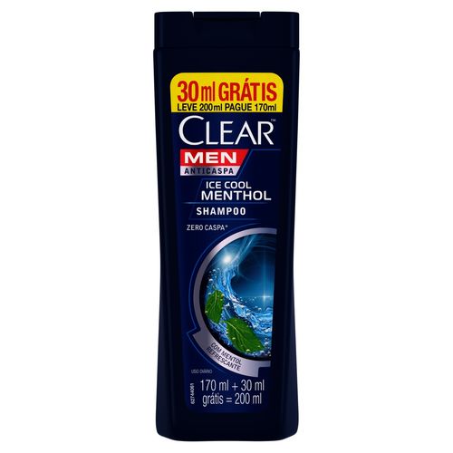 Shampoo Clear Men Ice Cool Mentol L200P170ML