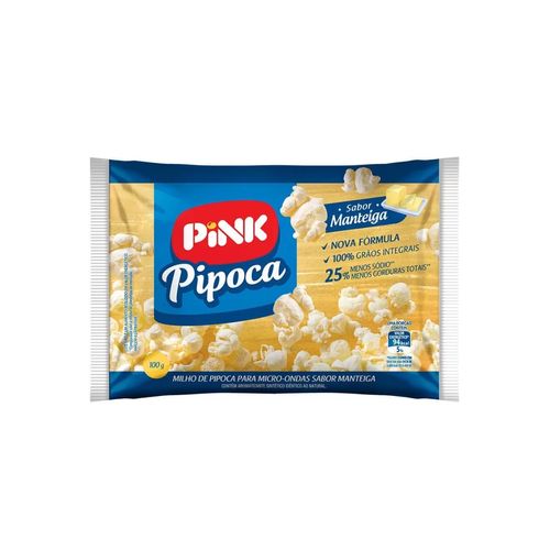 PIPOCA MICROONDAS PINK MANTEIGA 100G