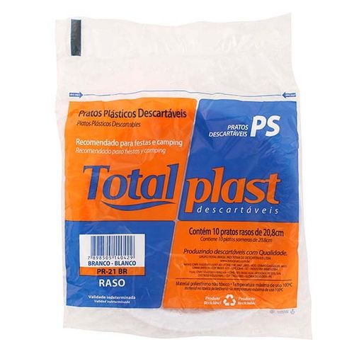 Prato Descartavel 21 Total Plast raso C/10