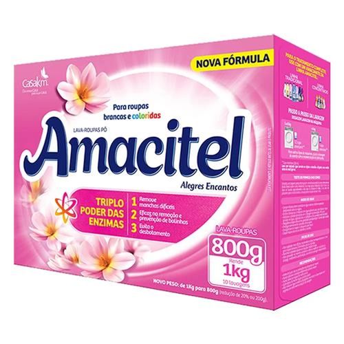 Detergente Em Pó Amacitel Alegres Encantos Cartucho 800G