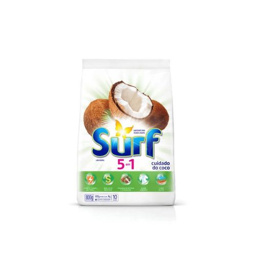 Detergente Em Pó Surf Cuidado Do Coco Sache 800G
