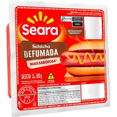 Salsicha Hot Dog Defumada Seara Pacote 500G