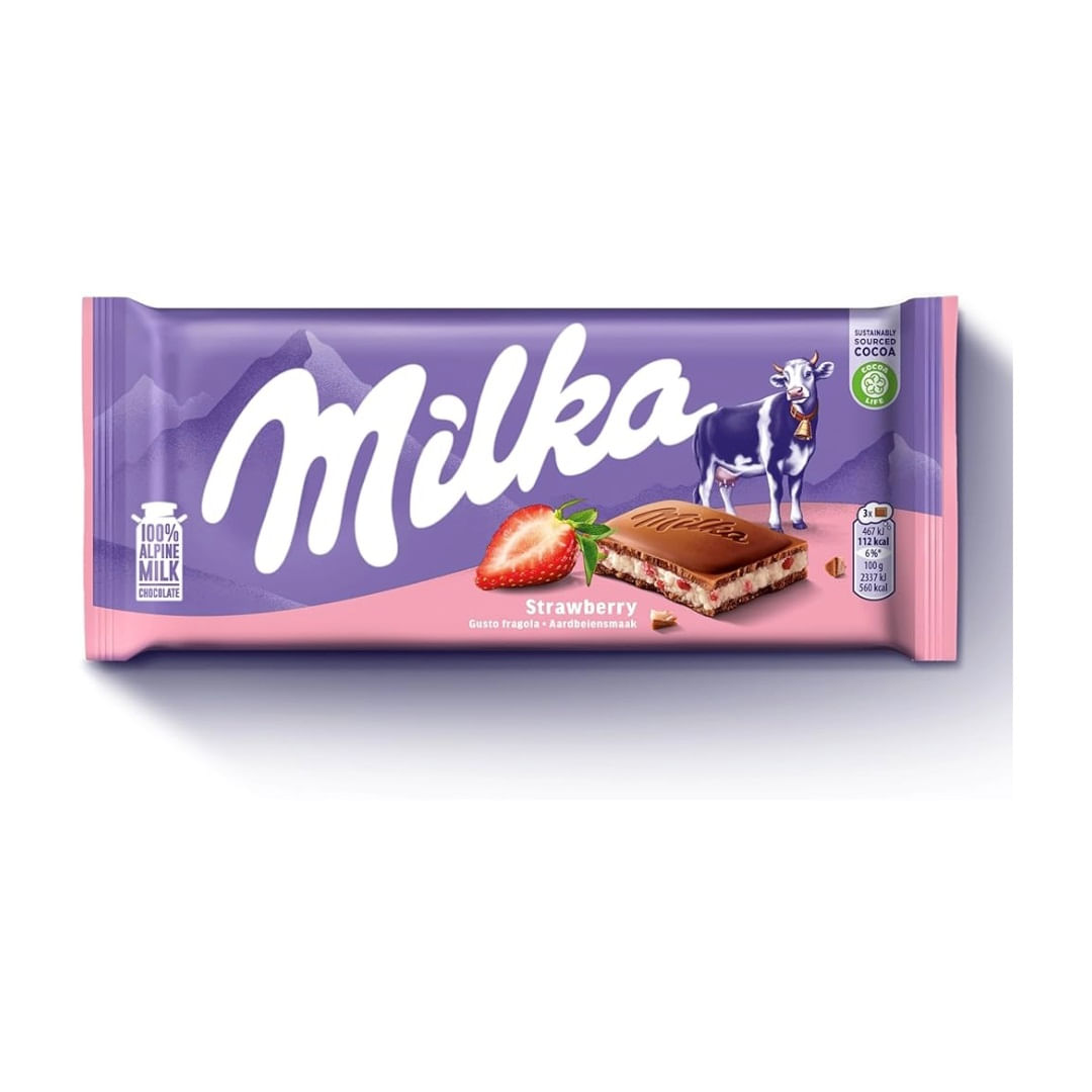 CHOCOLATE BARRA MILKA RECH.MORANGO 300G - Supermercados Casa do Sabão