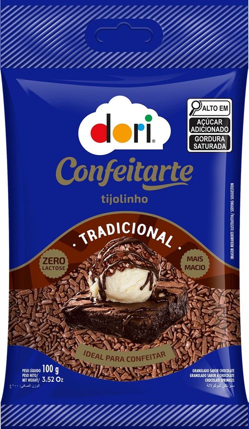 Choc.Dori Confeitarte Granulado Tijolo Tradicional 100G