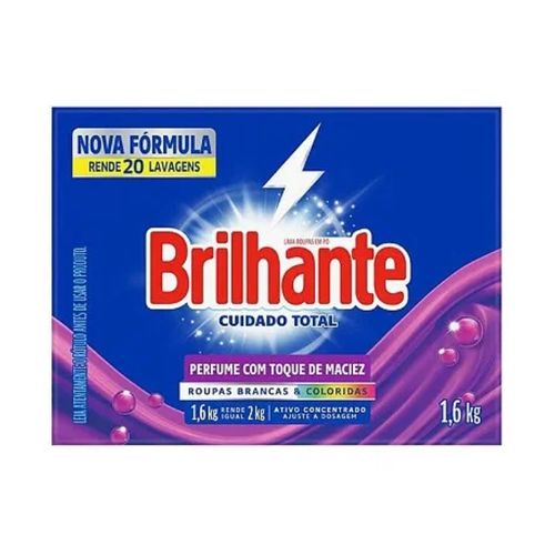 Detergente em Pó Brilhante Sanitizante Cuidado Total 1,6KG