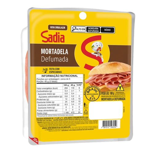 Mortadela Sadia Defumada Fatiada 180G