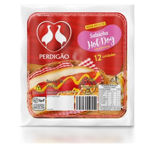 Salsicha Hotdog Perdigao Defumada Pacote 500G