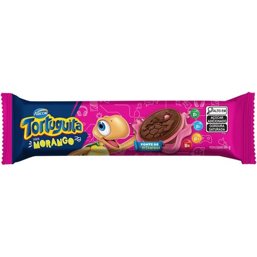 Biscoito Tortuguita Recheado Morango 86G