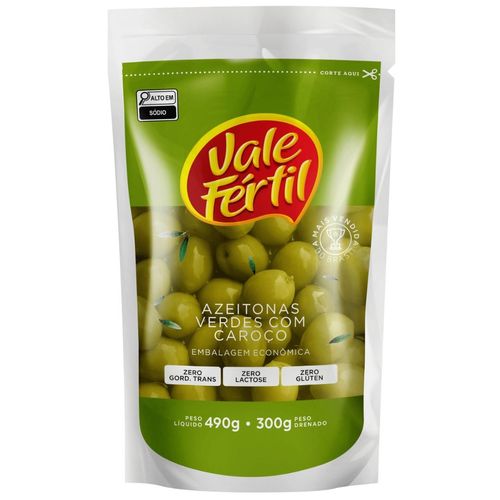 Azeitona Verde Vale Fertil C/Caroço Sache 300G