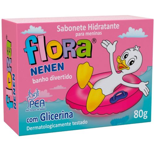 Sabonete em Barra Flora Nenem Rosa P/Meninas 80G