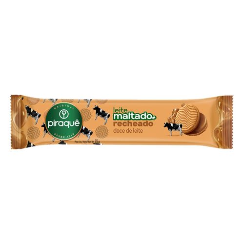 Biscoito Piraque Recheado Leite Maltado Doce Leite 85G
