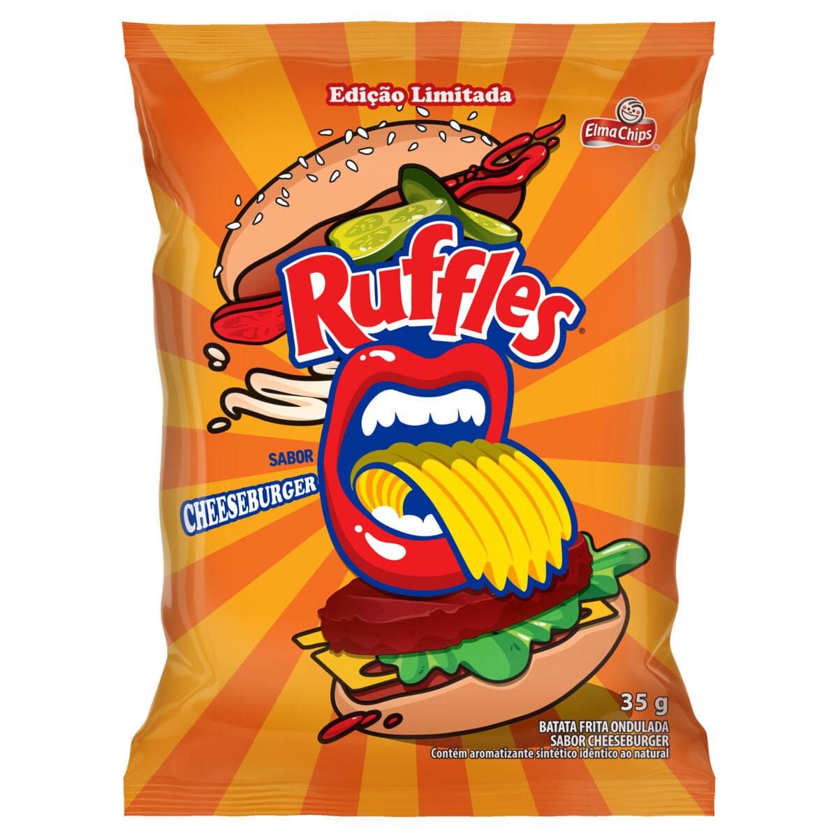 BATATA RUFFLES ONDULADA CHEESEBURGUER 35G