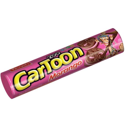 Biscoito Cartoon Zoo Recheado Morango 110G